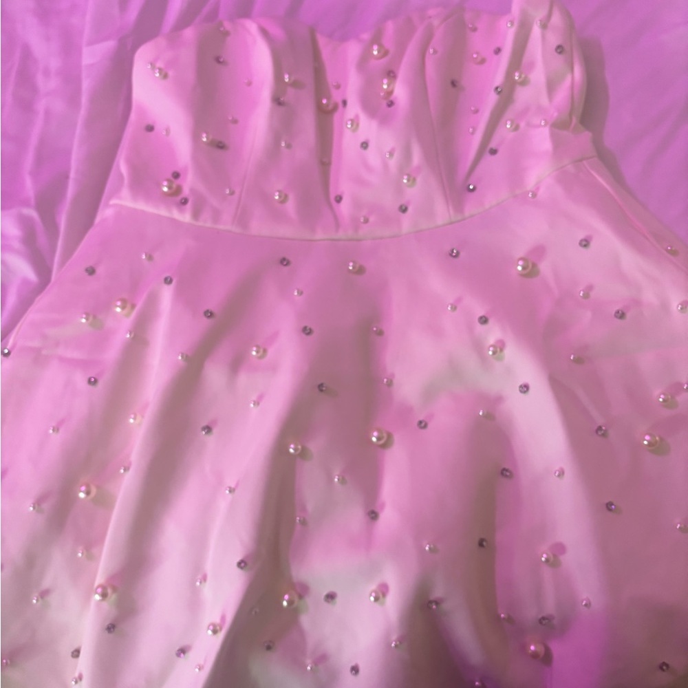 Fashion Nova Pink Beaded Mini Dress